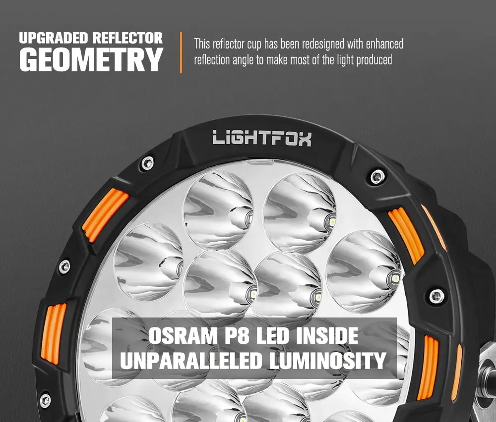 Lightfox 7inch OSRAM LED Driving Spot Lights 1Lux@816m(Pair) 12,603Lumens