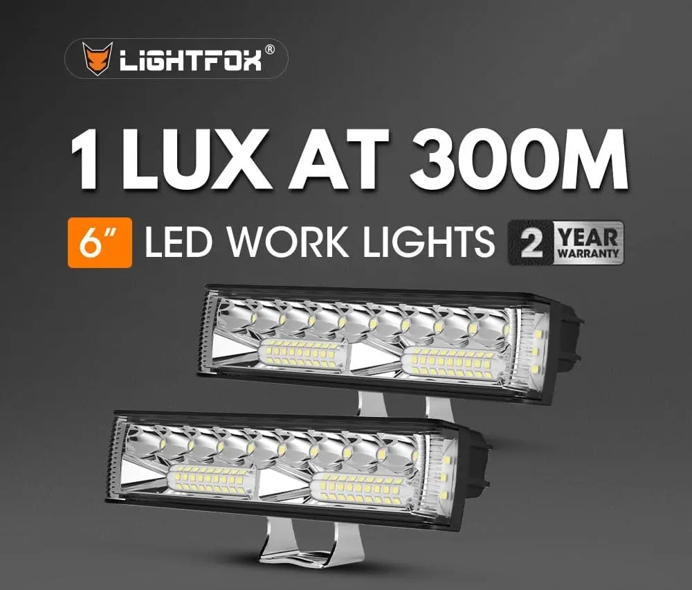 Pair 6inch Osram LED Work Lights 1Lux @ 300m 10,098 Lumens Side Shooter