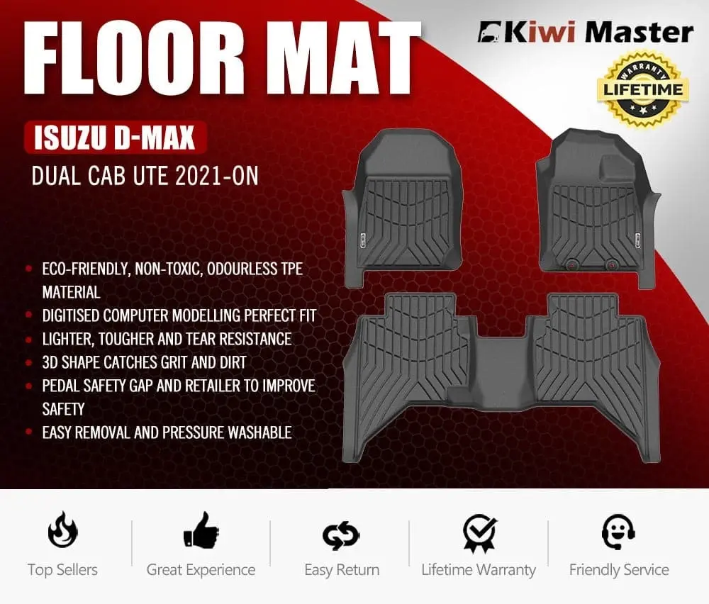 Kiwi Master 3D TPE Car Floor Mats Fit ISUZU D-MAX DMAX Dual Cab UTE