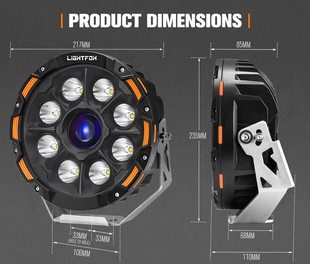 Pair 9inch Osram Laser LED Driving Lights 1Lux @ 2,226m 15,046Lumens