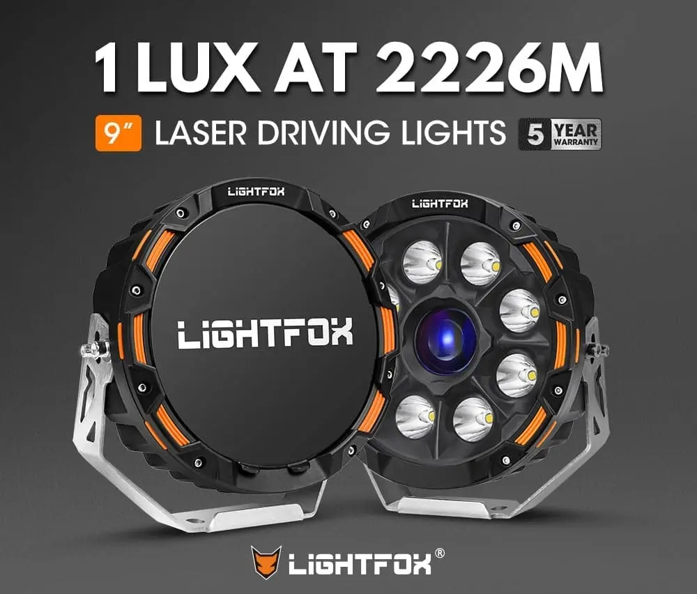 Pair 9inch Osram Laser LED Driving Lights 1Lux @ 2,226m 15,046Lumens