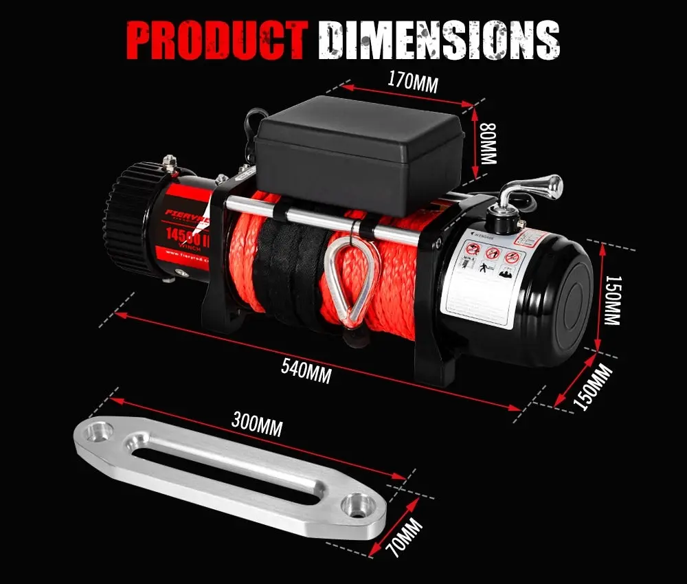 Wireless 14500LBS 12V  Electric Winch Synthetic Rope