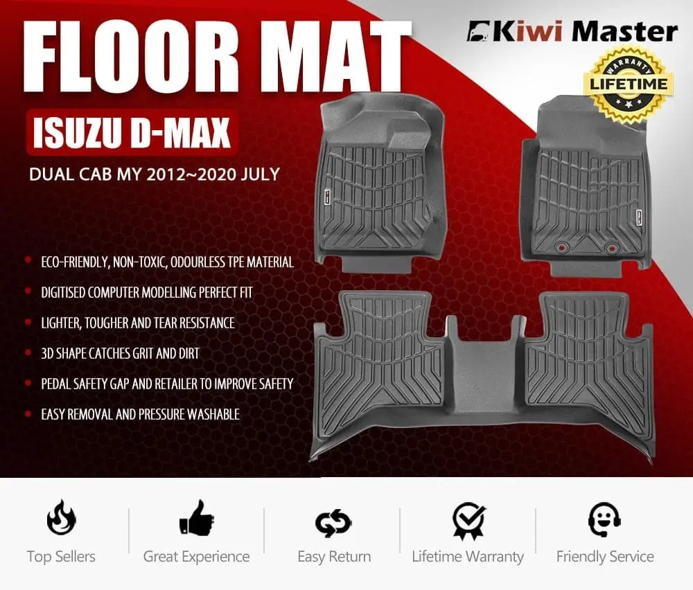 Kiwi Master 3D TPE Car Floor Mats Fit ISUZU D-MAX DMAX Dual Cab MY 2012~2020 JULY