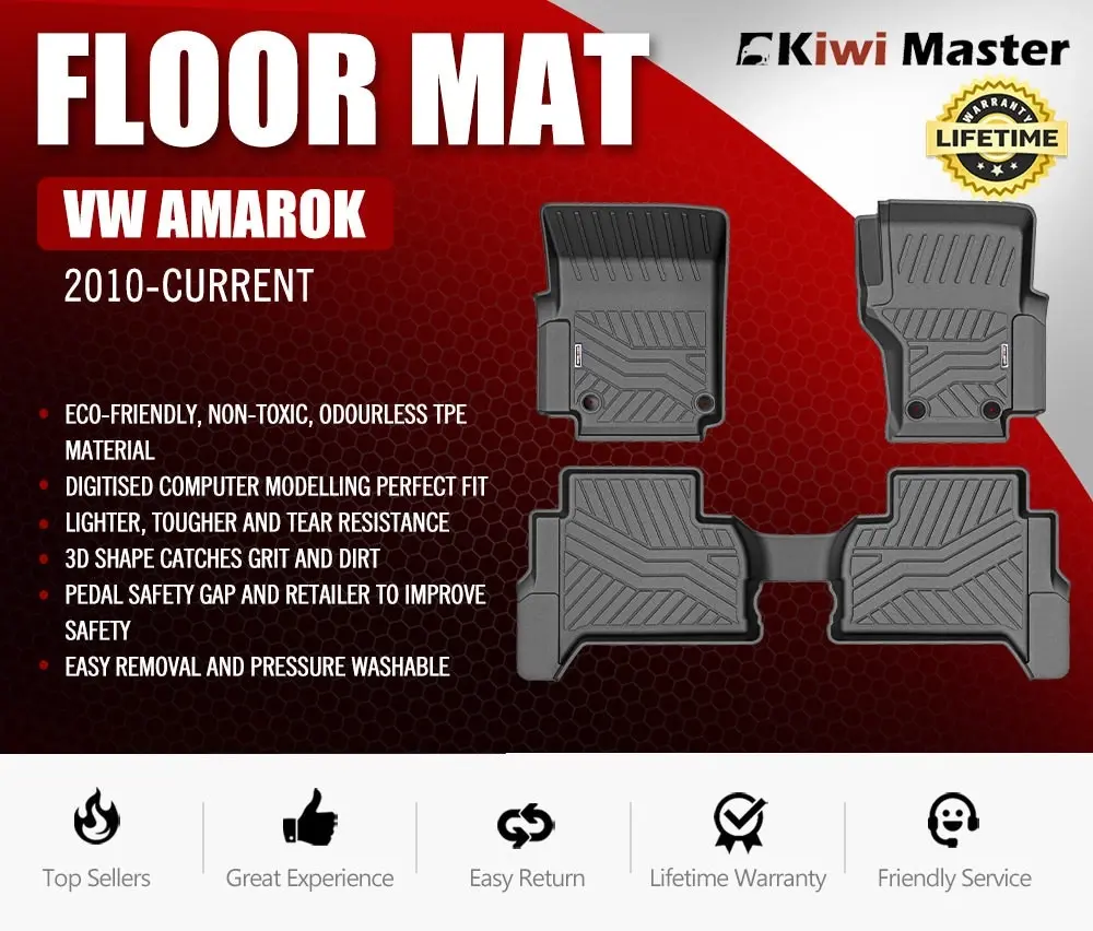 Kiwi Master 3D TPE Car Floor Mats Liner fit VW Amarok 2010 - 2021