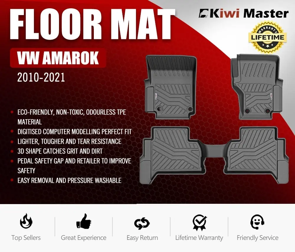 Kiwi Master 3D TPE Car Floor Mats Liner fit VW Amarok 2010 - 2021