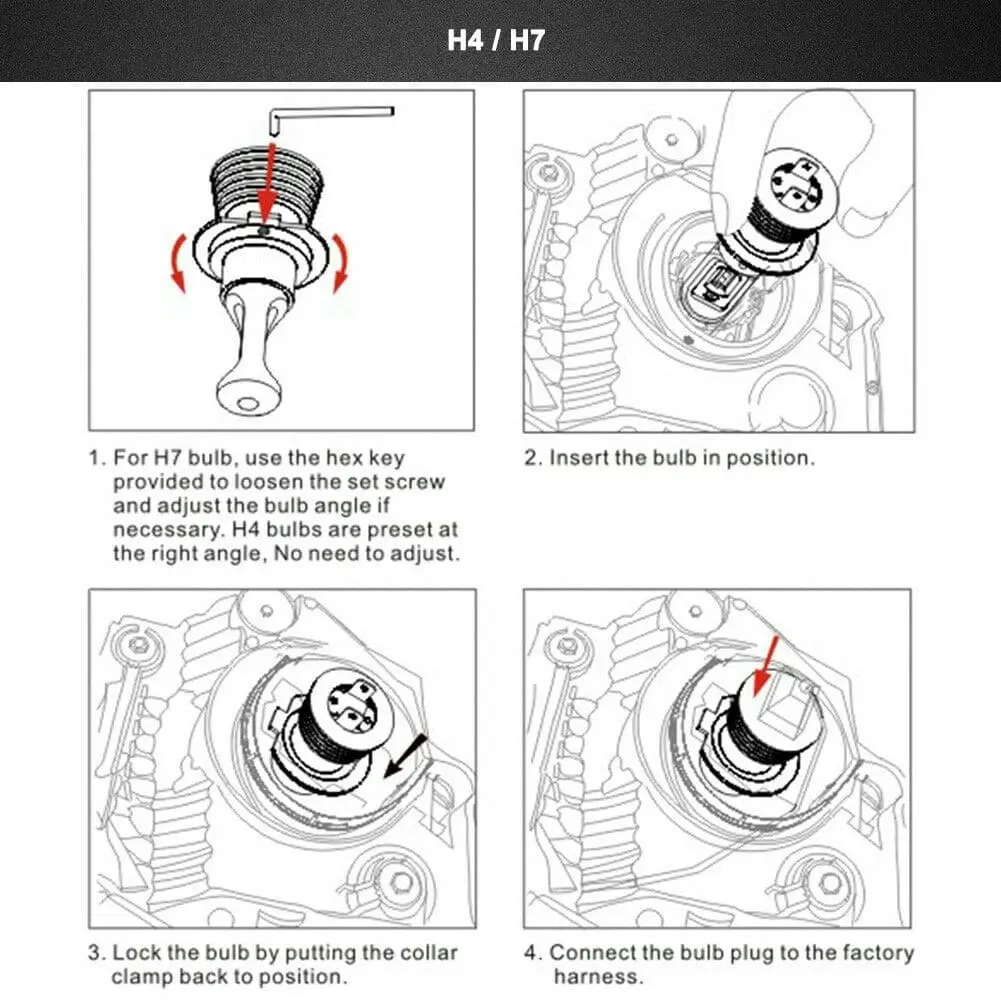 Pair H7 Led Headlight Kit Driving Lamp Globe Bulbs 6000LM