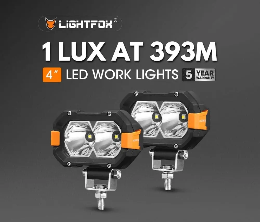 Pair 4inch Osram LED Work Lights 1Lux @ 393m 4,600Lumens