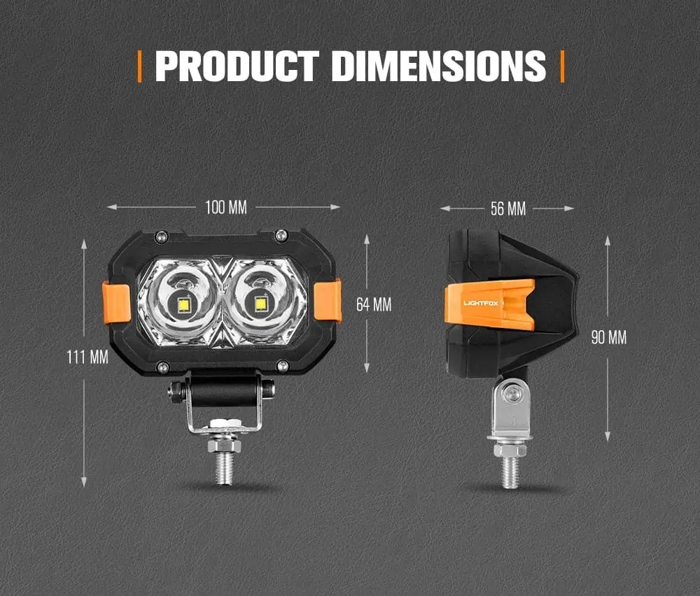 Pair 4inch Osram LED Work Lights 1Lux @ 393m 4,600Lumens