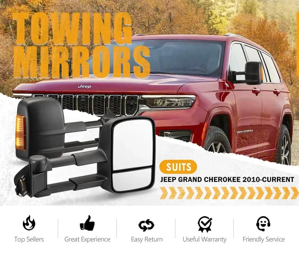 San Hima Extendable Towing Mirrors Gen1 For Jeep Grand Cherokee 2010-ON