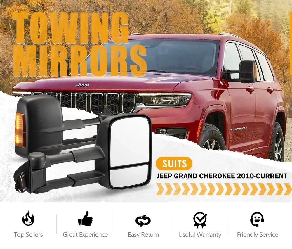 San Hima Extendable Towing Mirrors For Jeep Grand Cherokee 2010-ON