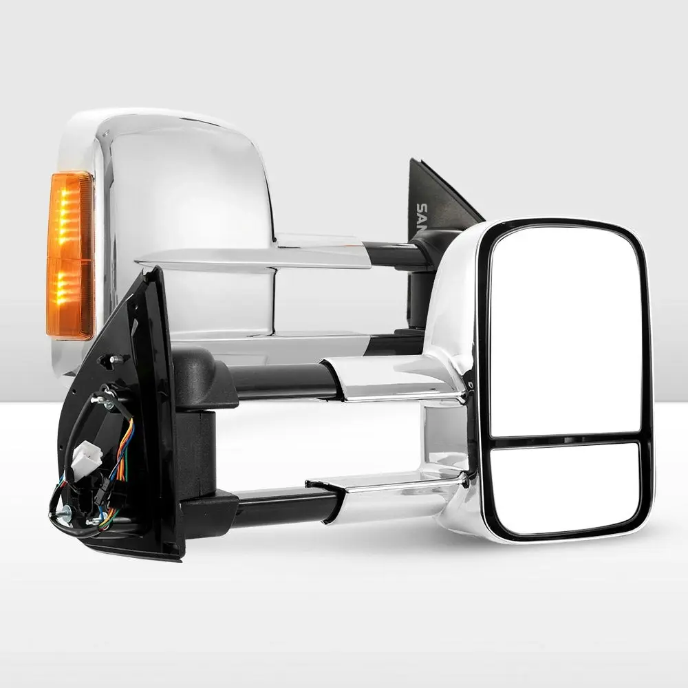 Pair Chrome Extendable Towing Mirrors for Isuzu D-MAX MY2012-MY2019