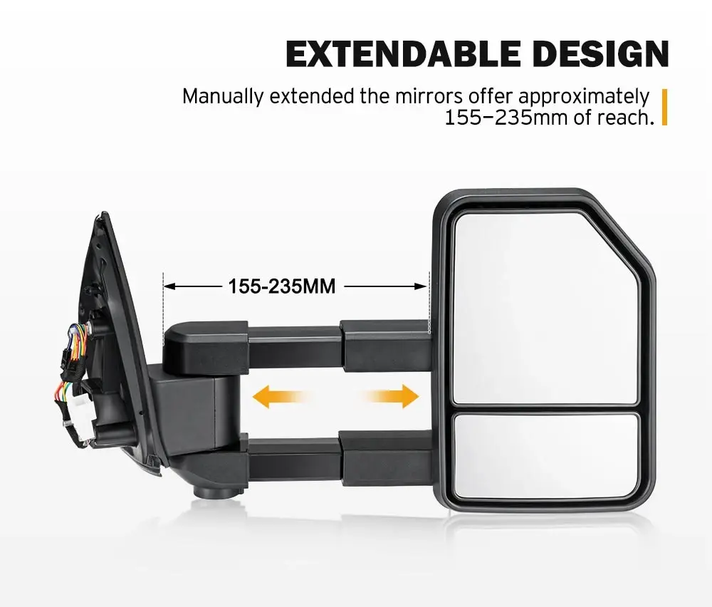 San Hima Pair Extendable Towing Mirrors for Isuzu MU-X MY2013-MY2019 with Indicator