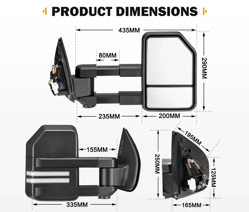 San Hima Pair Extendable Towing Mirrors for Isuzu MU-X MY2013-MY2019 with Indicator