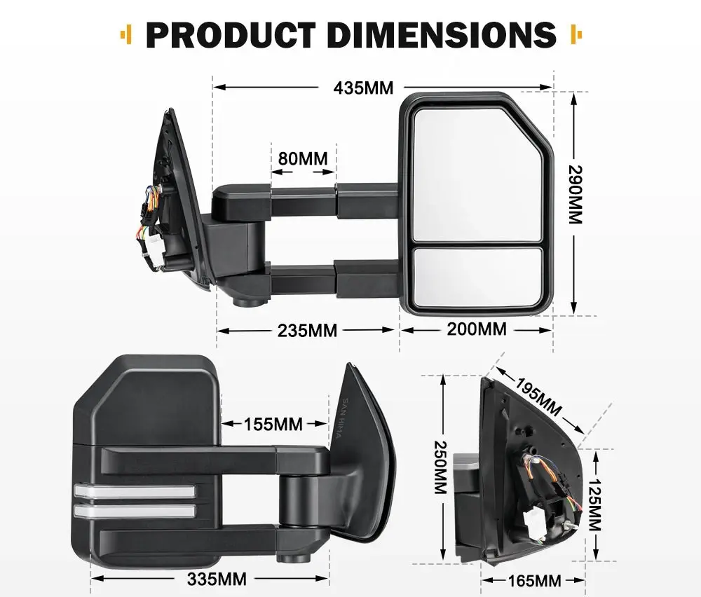 San Hima Pair Extendable Towing Mirrors for Isuzu MU-X MY2013-MY2019 with Indicator