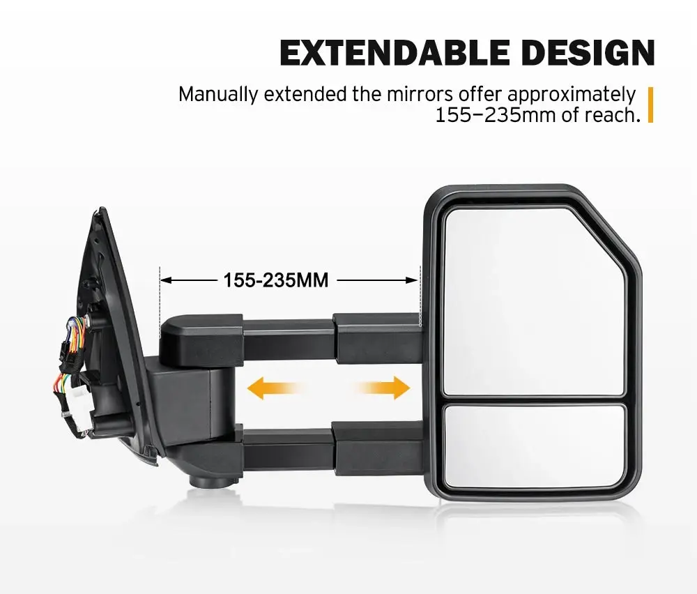 San Hima Pair Extendable Towing Mirrors for Isuzu D-MAX MY2012-MY2019 with Indicator