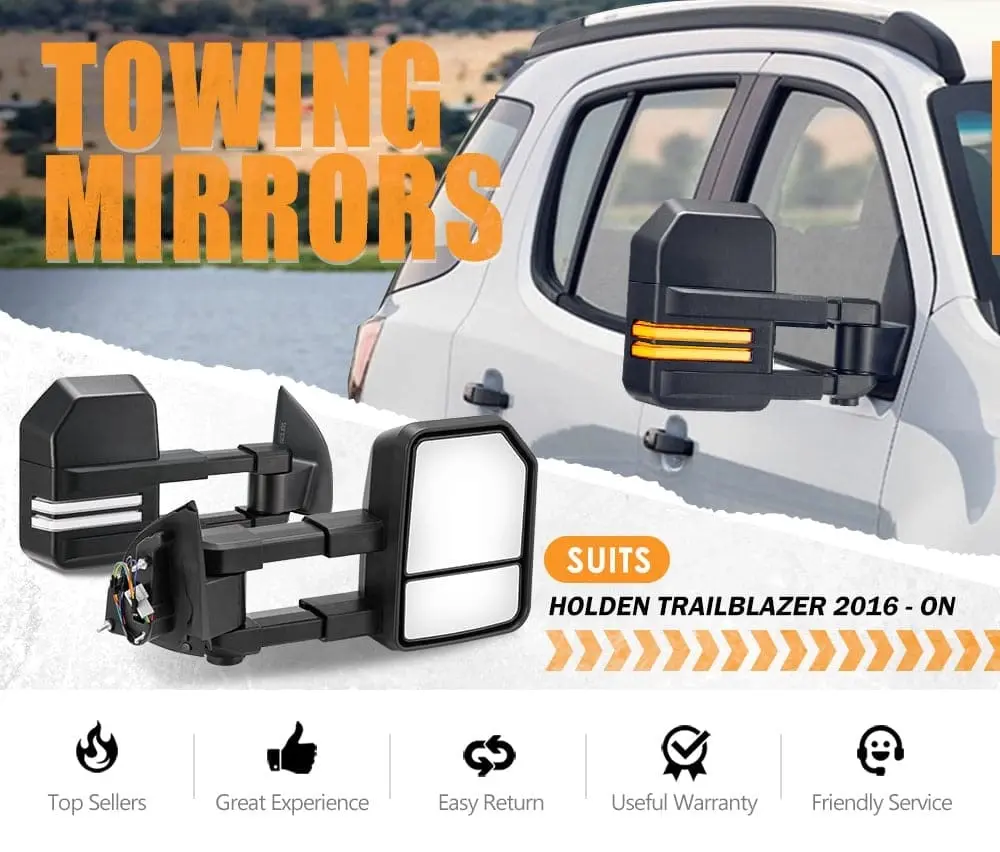 San Hima Pair Extendable Towing Mirrors for Holden Trailblazer 2016-On