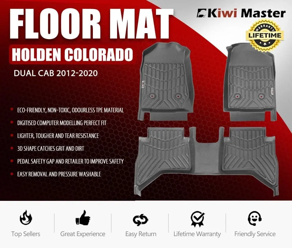 Kiwi Master 3D TPE Car Floor Mats Fit Holden Colorado Dual Cab 2012-2020