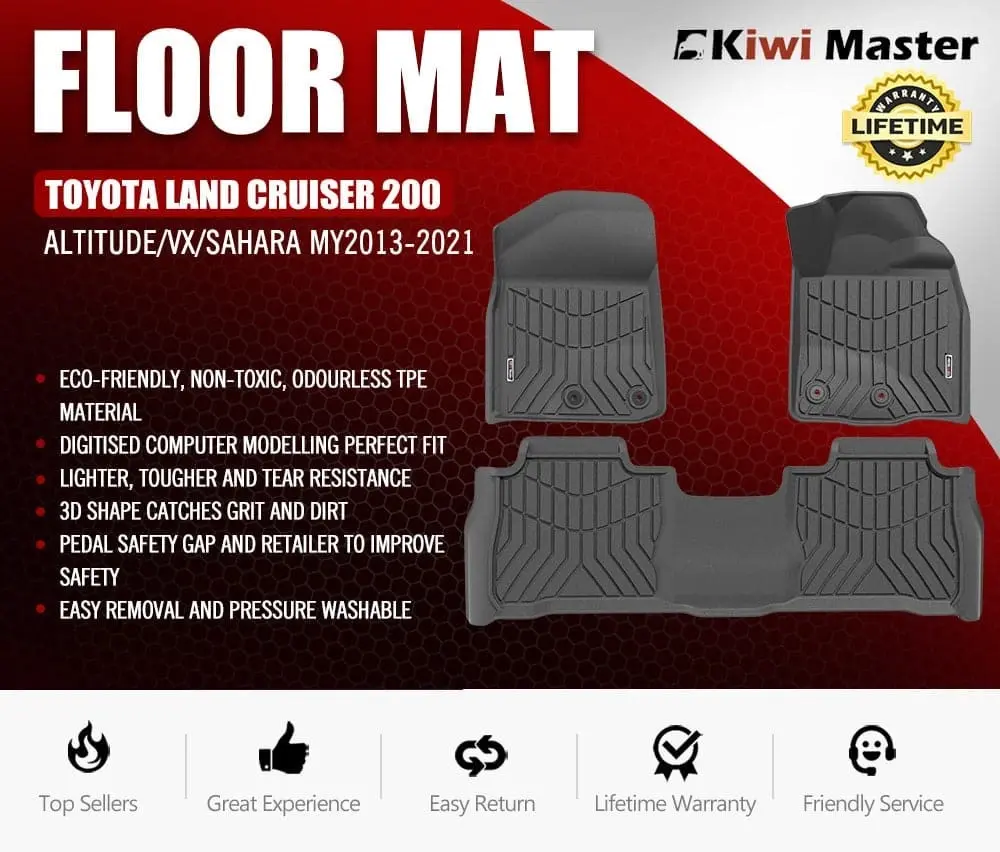 Kiwi Master 3D TPE Car Floor Mats Liner fit  Toyota Land Cruiser 200 Altitude/VX/Sahara MY2013-2021