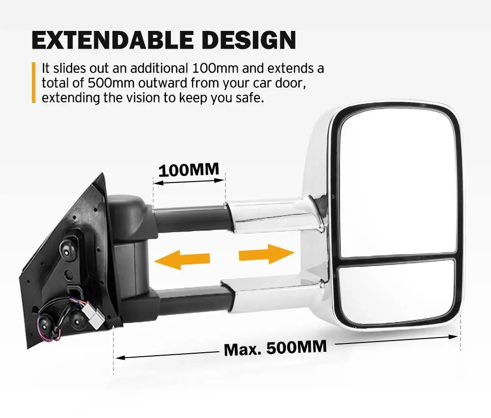 Pair Extendable Towing Mirror for Mazda BT-50 2012 to Mid-Year 2020 W/ Indicators