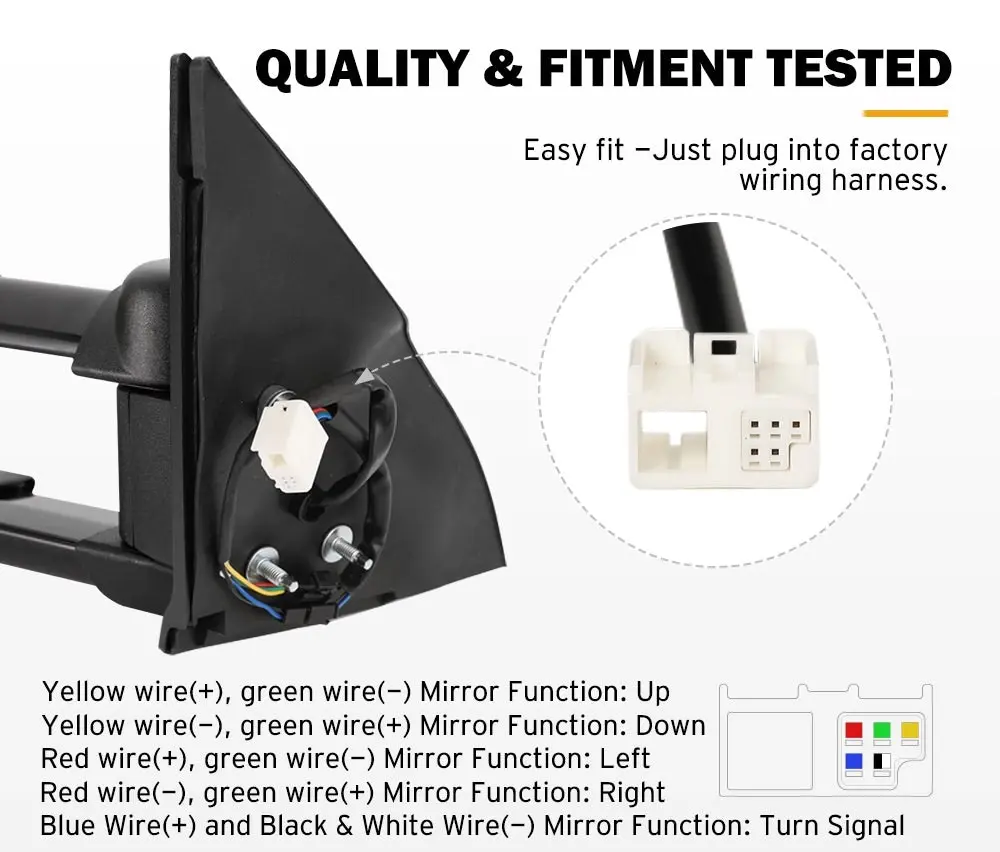 Pair Extendable Towing Mirrors for Toyota Prado 150 Series 2009 - 2019