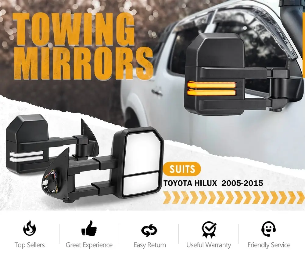 San Hima Extendable Towing Mirrors for Toyota HILUX 2005-2015 N70