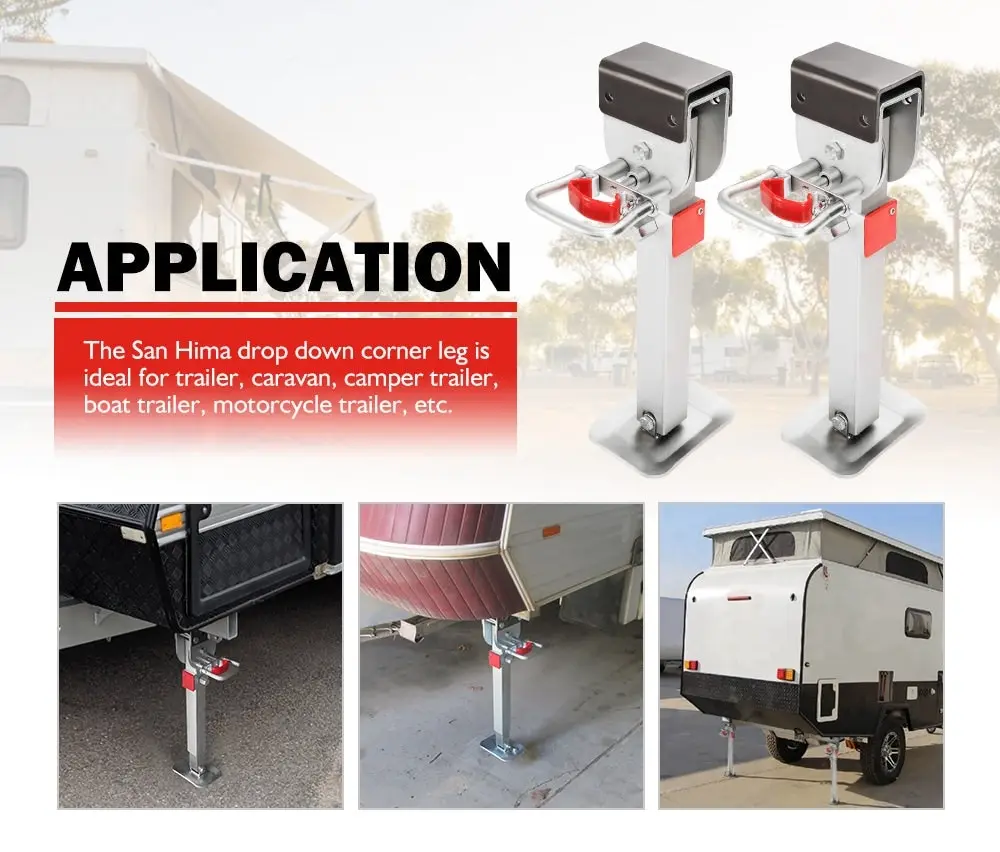 2x 470MM Corner Legs Drop Down W/Handle Steel Base 1200LBS