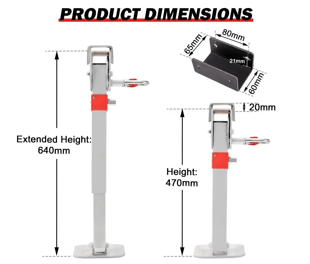 2x 470MM Corner Legs Drop Down W/Handle Steel Base 1200LBS