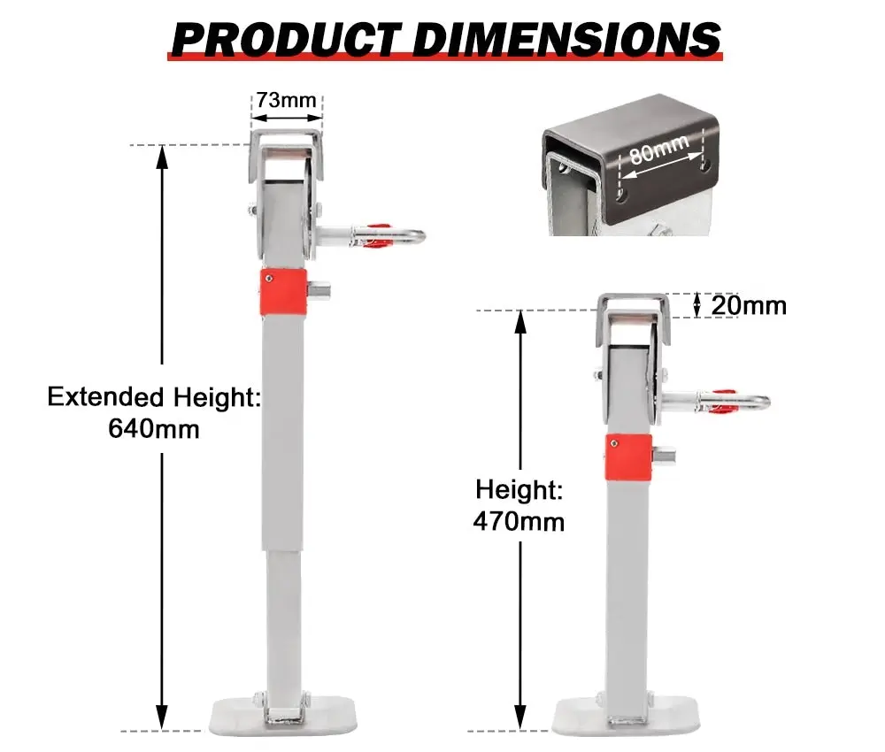 2x 470MM Corner Legs Drop Down W/Handle Steel Base 1200LBS