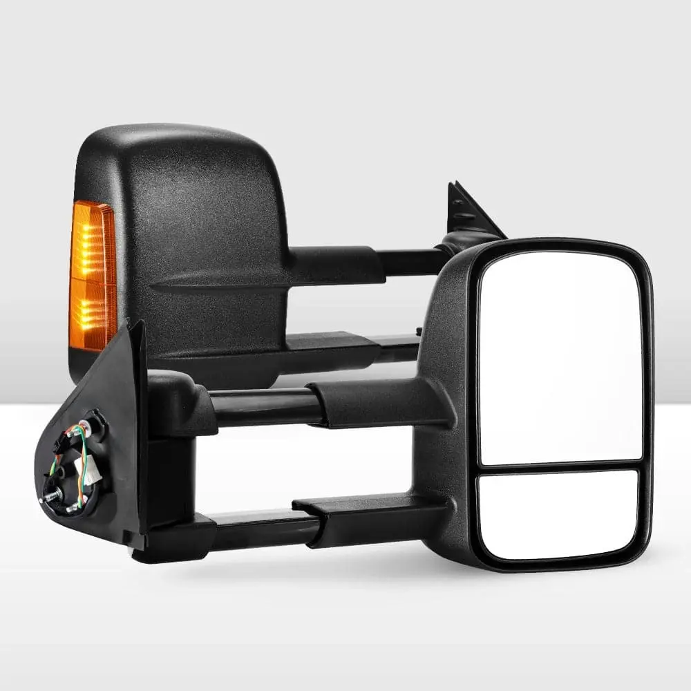 Pair Extendable Towing Mirrors for Toyota HILUX 2015-ON N80 Black