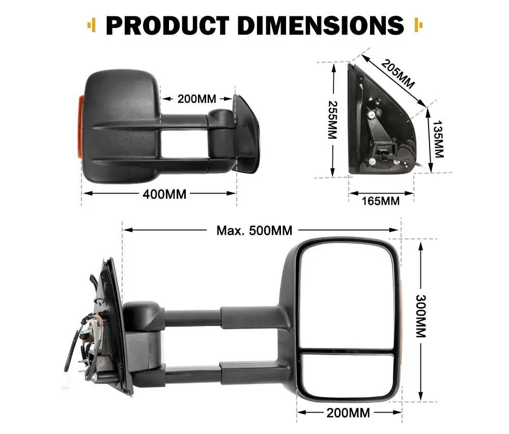 Pair Extendable Towing Mirrors for Isuzu MU-X MY2013-MY2019 Pair