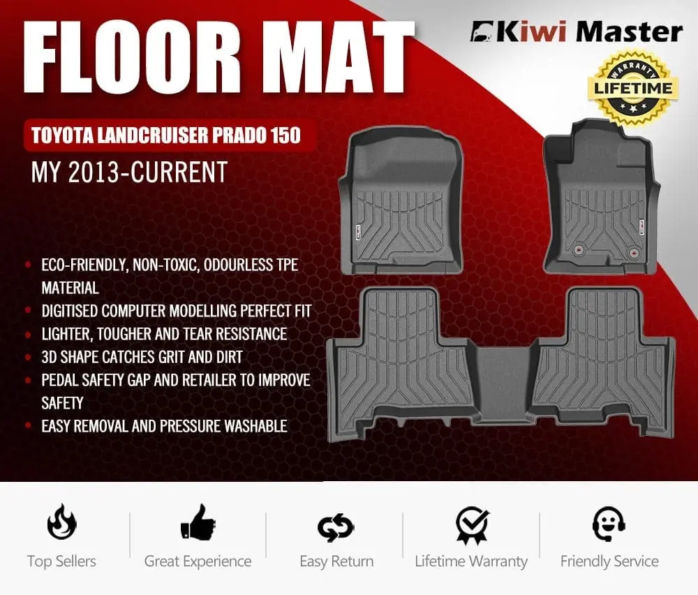 Kiwi Master 3D TPE Car Floor Mats Liner fit Toyota Landcruiser Prado 150 MY 2013-Current