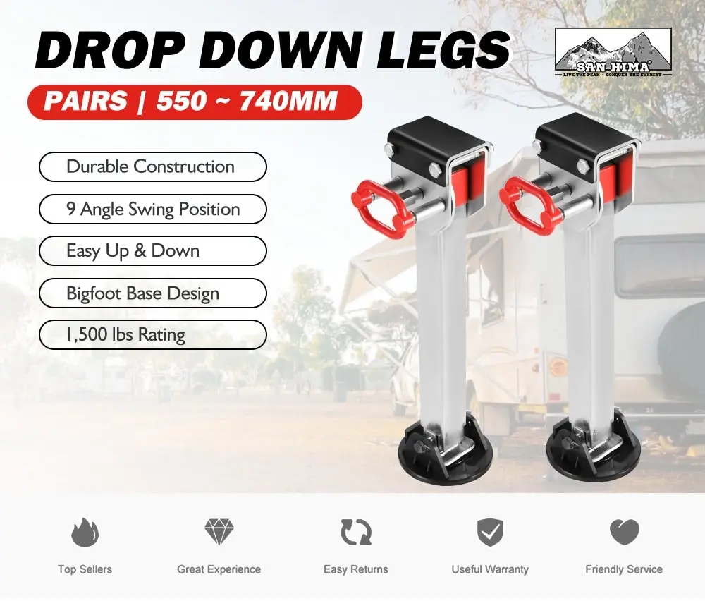 2X 740MM Corner Legs Drop Down W/Handle Steel Base 1500LBS