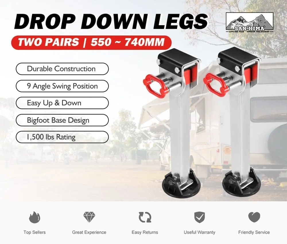 2X 740MM Corner Legs Drop Down W/Handle Steel Base 1500LBS