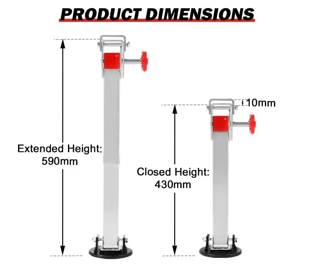 2x 590MM Corner Legs Drop Down W/Handle Steel Base 1500LBS