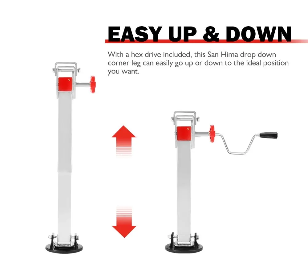 2x 590MM Corner Legs Drop Down W/Handle Steel Base 1500LBS