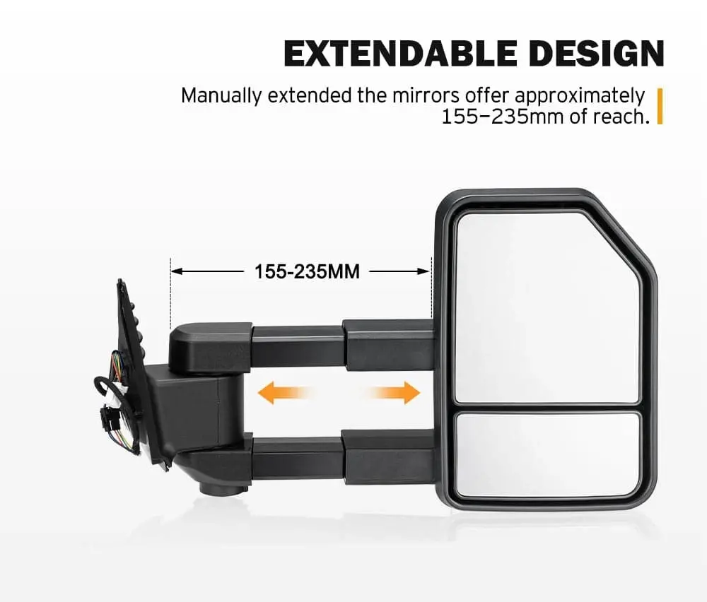 San Hima Extendable Towing Mirrors for Toyota Hilux 2015-Current N80