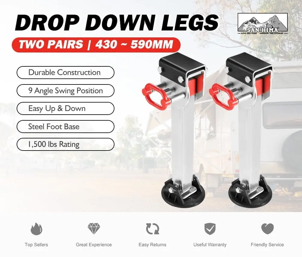 4x 590MM Corner Legs Drop Down W/Handle Steel Base 1500LBS