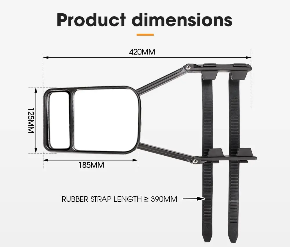 San Hima 2x Towing Mirrors Heavy Duty Universal Fit Strap On Towing