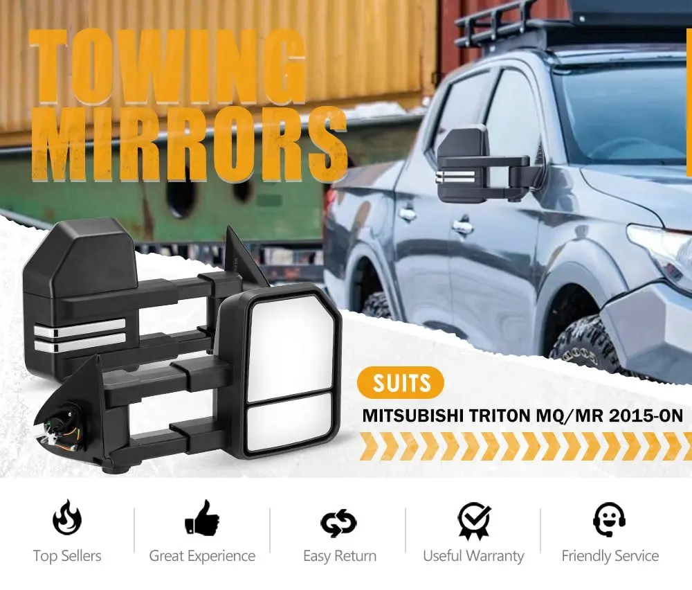 San Hima Extendable Towing Mirrors for Mitsubishi Triton MQ/MR 2015-Current