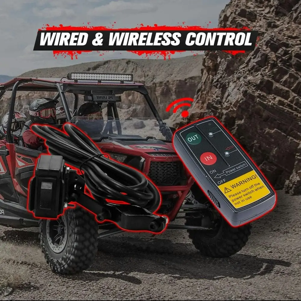 Fieryred 4500LBS/2041KG Wireless 12V Electric Winch Synthetic Rope Boat Atv 4WD