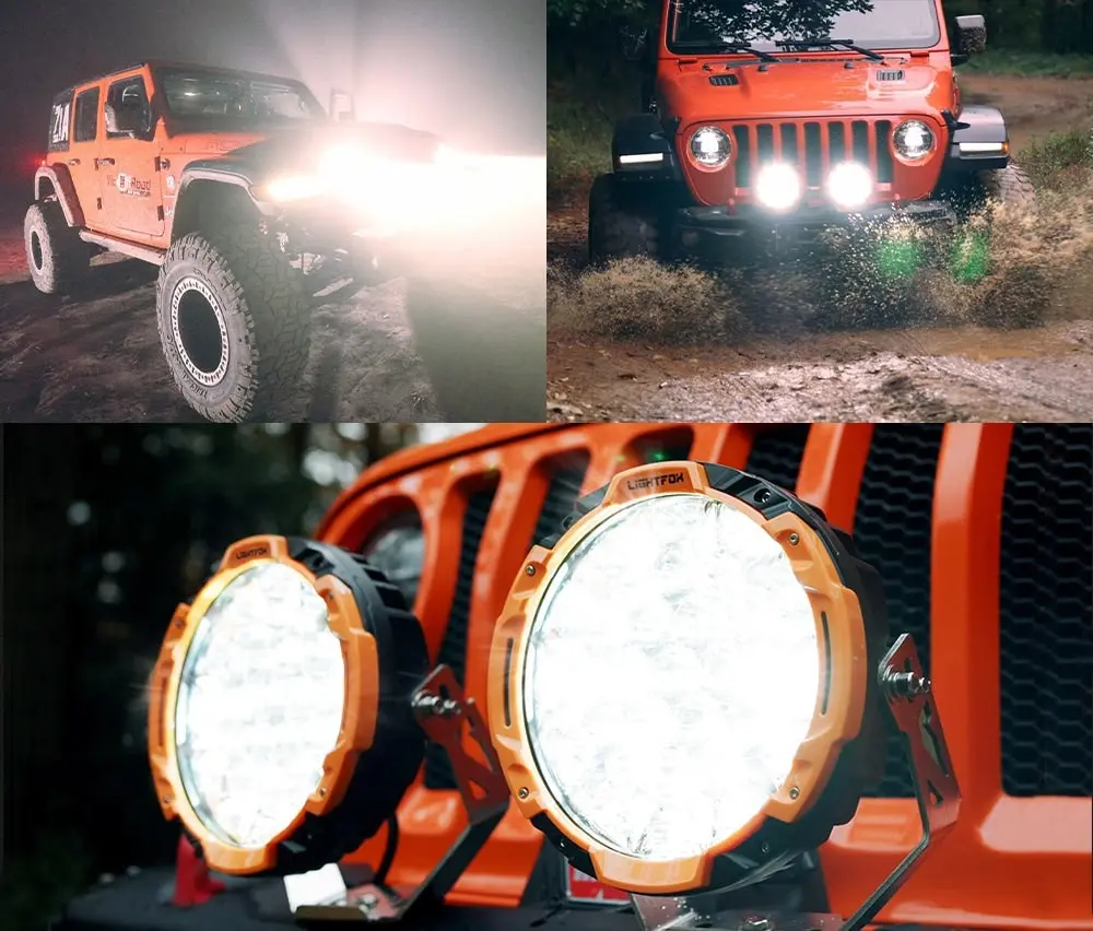 Lightfox 9 inch Osram LED Driving Lights Round Black Spotlight DRL Offroad Truck 4x4