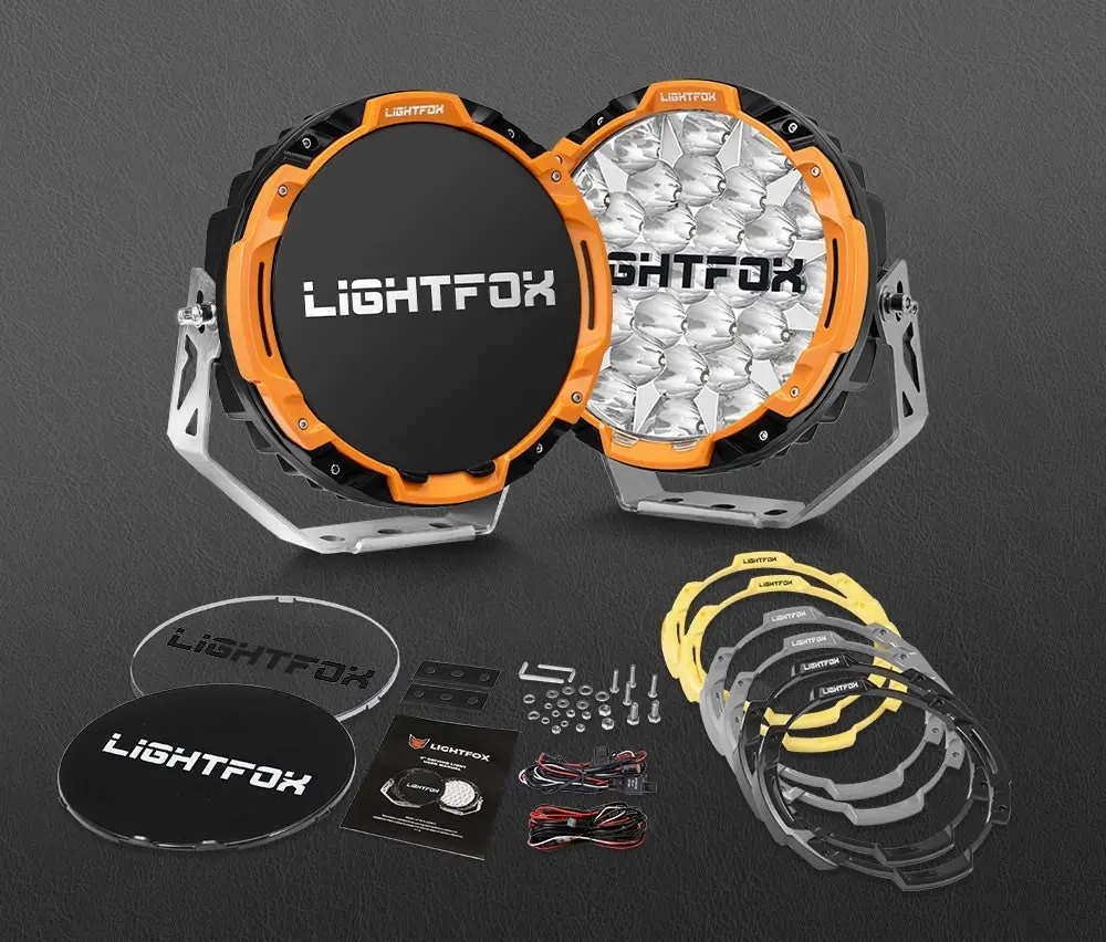 Lightfox 9 inch Osram LED Driving Lights Round Black Spotlight DRL Offroad Truck 4x4