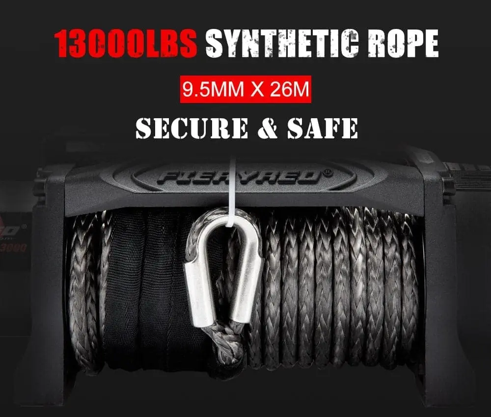 12V 13000LBS Electric Winch Synthetic Rope