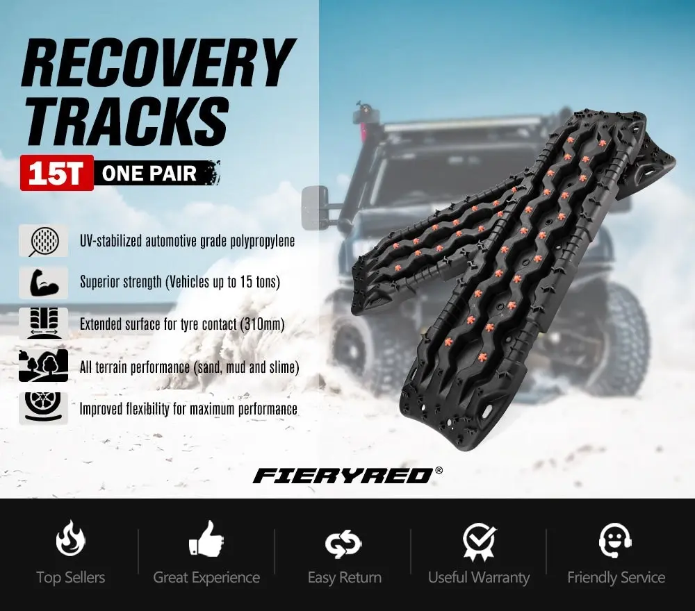 Fieryred Pro Recovery Tracks Board 15T Sand Snow Mud Black Car 4x4