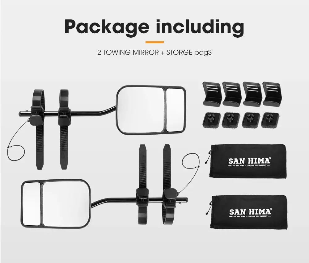 2x HMulti Fit Clamp On Towing Mirrors