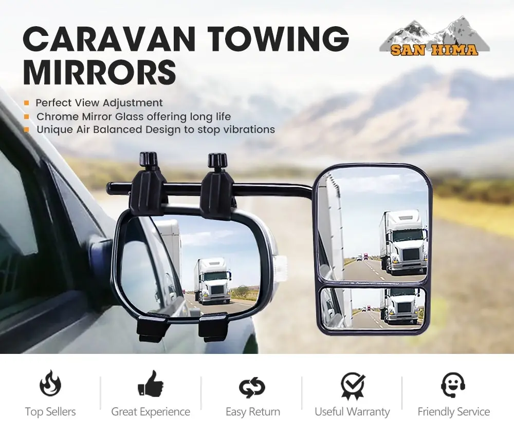 2x HMulti Fit Clamp On Towing Mirrors