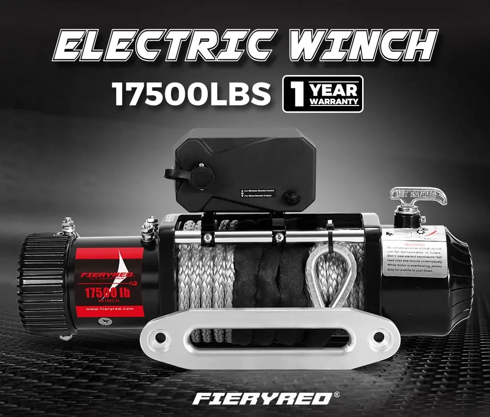 17500LBS Winch Wireless Synthetic Rope 12V Remote Atv 4WD