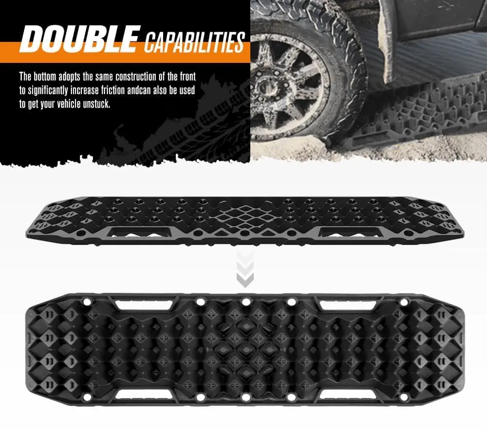 Pair 10T Recovery Tracks Sand Track with Jack Base Sand Snow Mud Trax 4WD Black