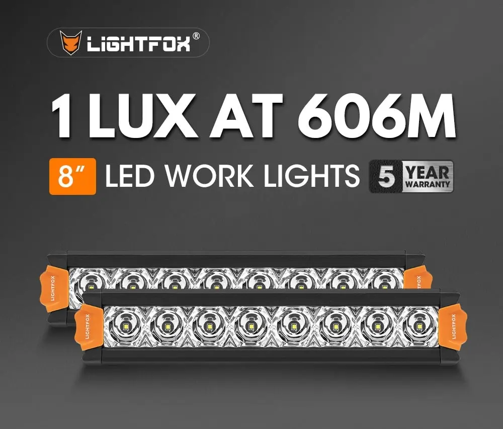 Vega Series Pair 8inch Osram LED Light Bar 1Lux @ 606m 8,856 Lumens