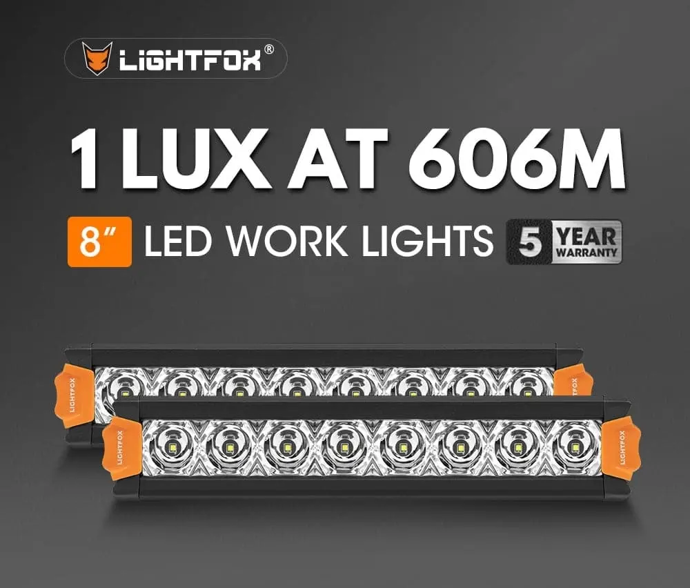 Vega Series Pair 8inch Osram LED Light Bar 1Lux @ 606m 8,856 Lumens